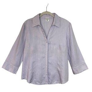 Motherhood Maternity 3/4 Sleeve Linen Button Up Shirt in Lt Purple - Size M
